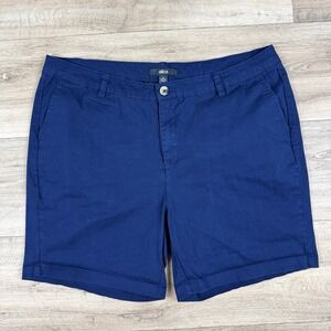 Ellos Shorts Women's 16 Navy Blue Chino Mid Rise 6in Inseam Casual Workwear